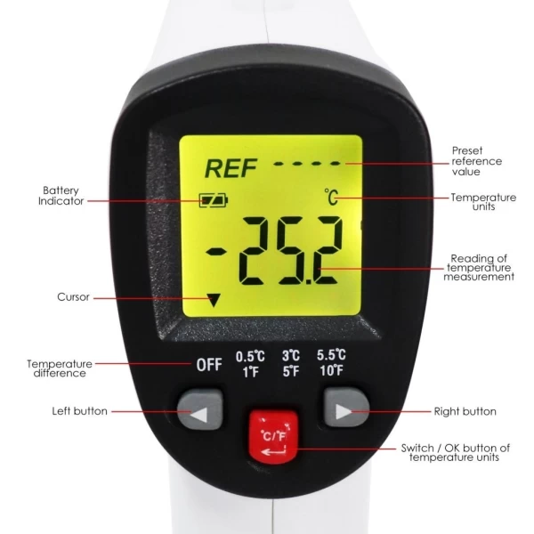 Digital 2 in 1 Laser Point Infrared Industrial Thermometer Thermal Leak Detector (IR) -50 to 500℃ - Image 8
