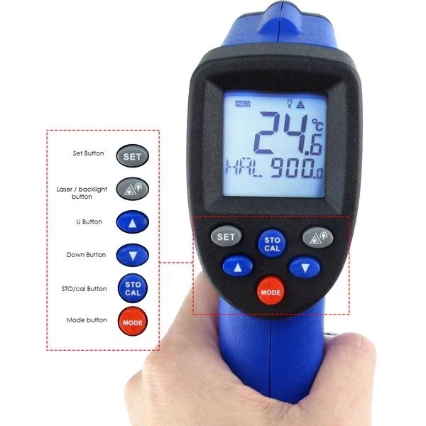 Non Contact Industrial Digital IR Infrared Laser Thermometer 12:1 DS Pyrometer - Image 7