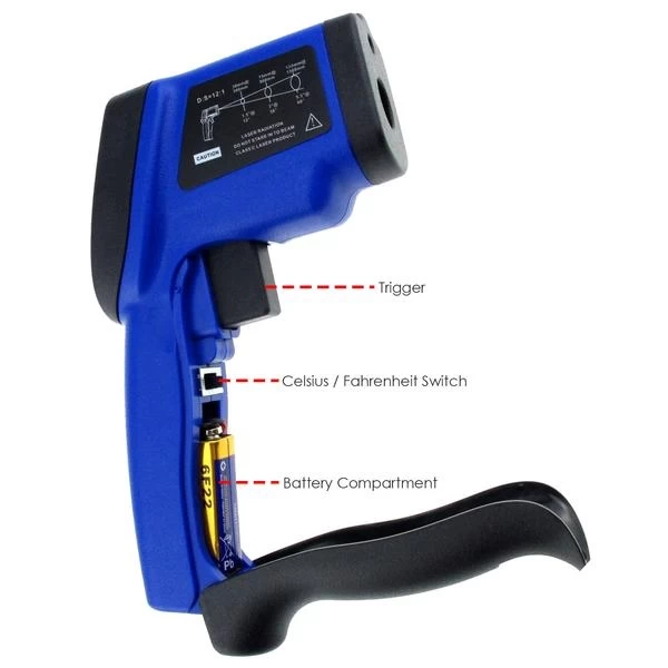 Non Contact Industrial Digital IR Infrared Laser Thermometer 12:1 DS Pyrometer - Image 5