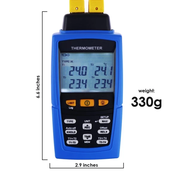 Industrial Digital 4-Channel K /J/ T / E/ R / S/ N Type Thermocouple Thermometer & Datalogger - Image 8