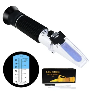 Brix Salinity Refractometer with ATC Dual Scale (0-32% Brix & 0-28% Salinity)
