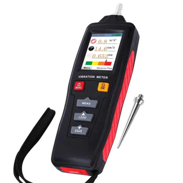 Digital Vibration Meter with Piezoelectric Vibrometer Gauge Colored Display