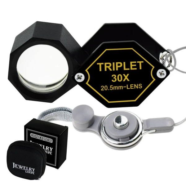 Jewelry Gem Loupe with UV & LED Light (30x Magnification, 21mm) - Image 2