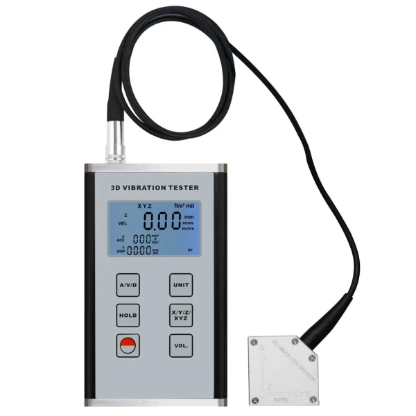 Digital 3-Axis Vibration Meter with Piezoelectric Sensor