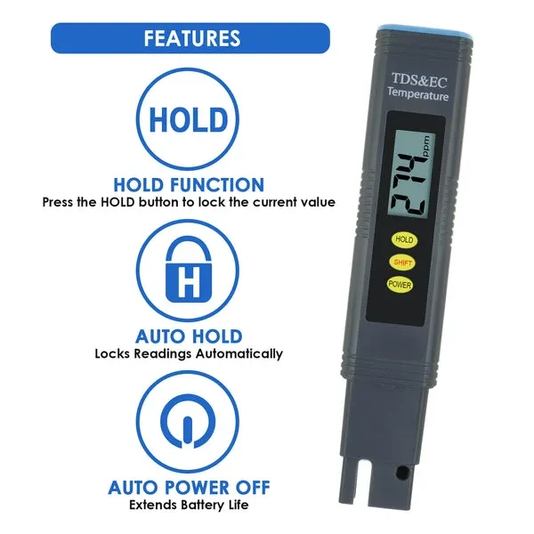Pentype 2-in-1 TDS / EC Meter with ATC Digital Water Quality - Image 11