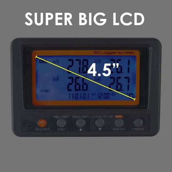 Digital 4 Channels Thermometer with NTC Thermistor Probe, SD Card Logging - Image 16