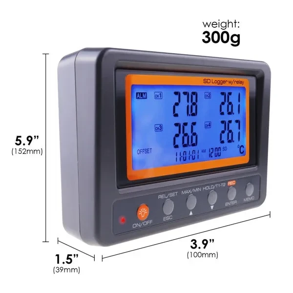 Digital 4 Channels Thermometer with NTC Thermistor Probe, SD Card Logging - Image 17