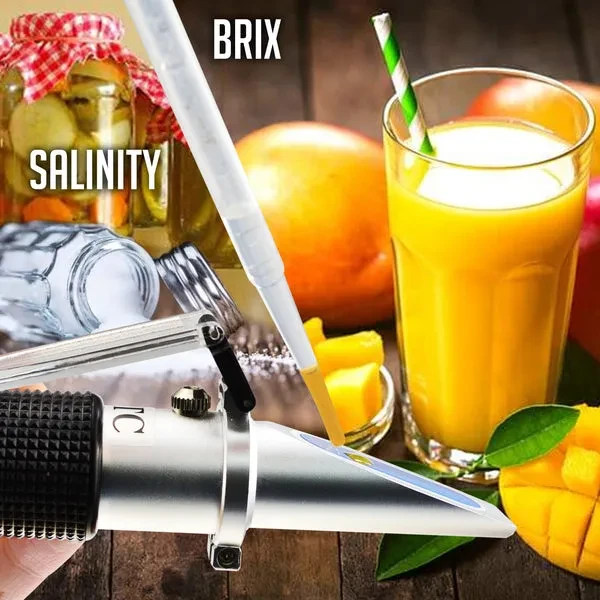 Brix Salinity Refractometer with ATC Dual Scale (0-32% Brix & 0-28% Salinity) - Image 2