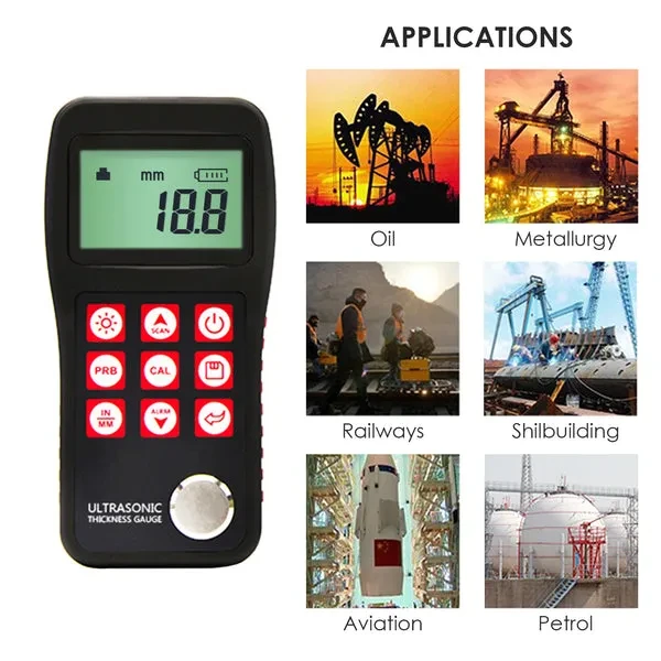Digital Ultrasonic Thickness Gauge (0.75 ~ 300mm) 4.5 Digits LCD - Image 2