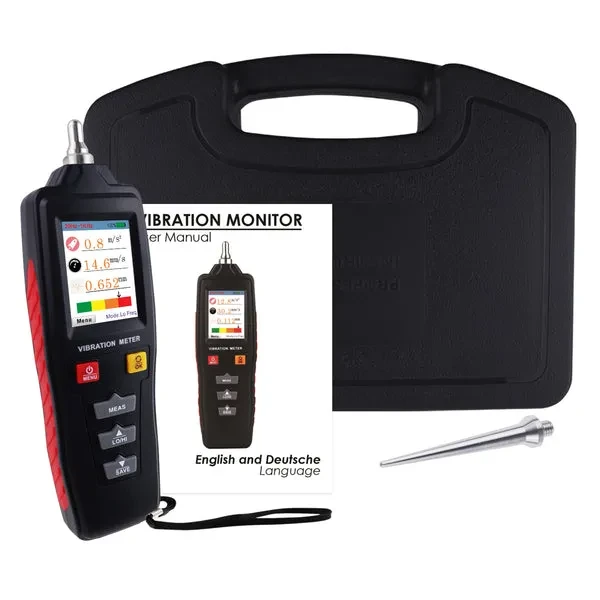 Digital Vibration Meter with Piezoelectric Vibrometer Gauge Colored Display - Image 3