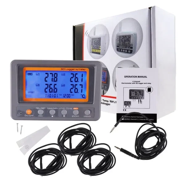 Digital 4 Channels Thermometer with NTC Thermistor Probe, SD Card Logging - Image 4
