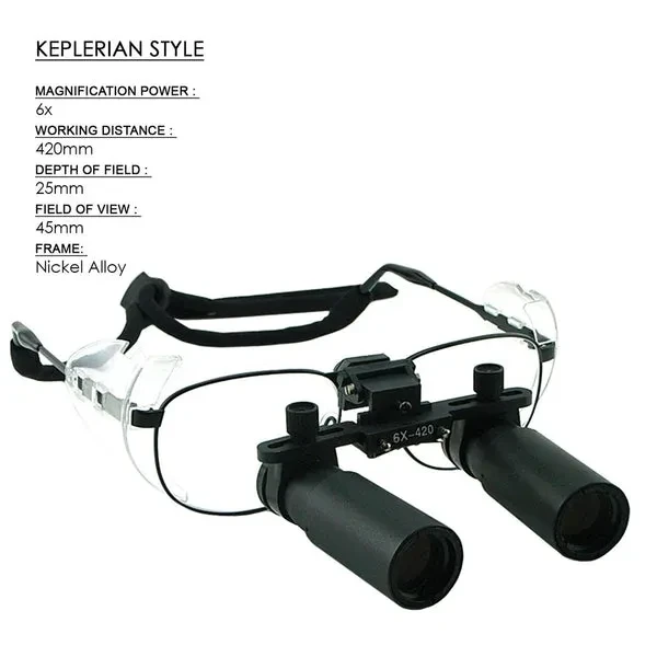 6.0x Magnification Dental Surgical Loupes with Nickel Alloy Frame - Image 4