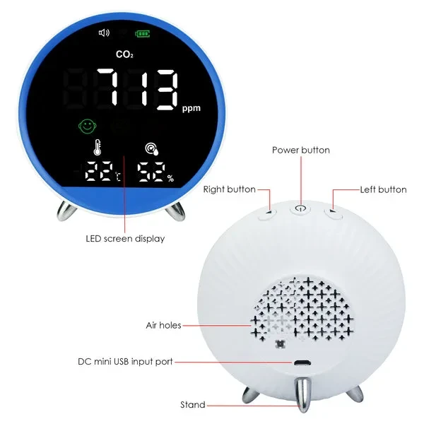 CO2 Monitor for Indoor Air Quality with Temperature Display - Image 3