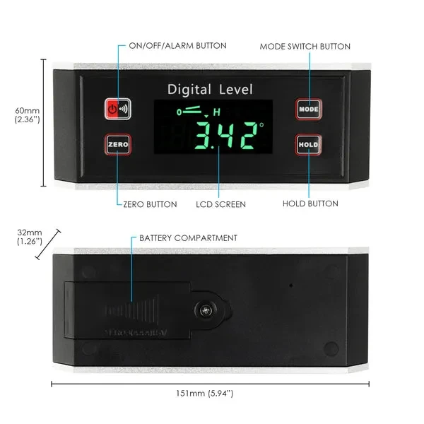 Digital Electronic Inclinometer Angle Finder Waterproof IP65 - Image 5