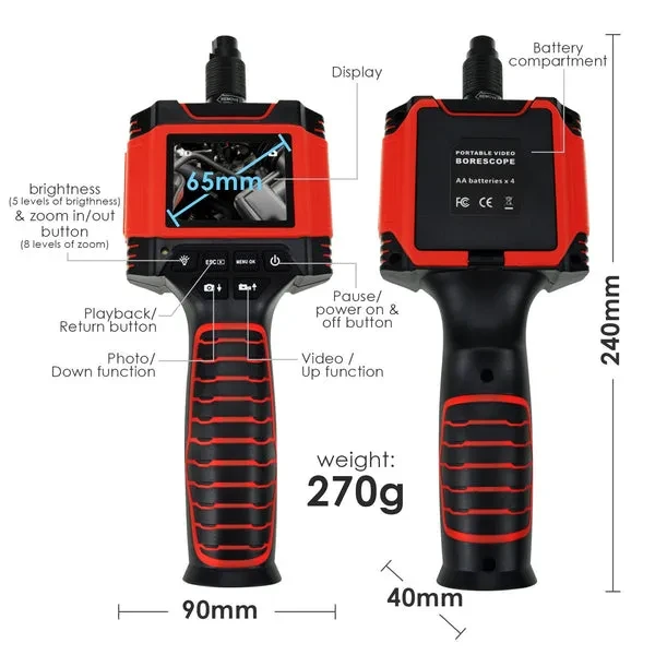 Inspection Camera with Recordable Endoscope, 5.5mm Camera, 1m Cable Borescope - Image 4
