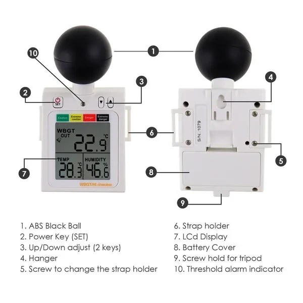 Wearable 2-in-1 WBGT and Heat Index Checker with Wet Bulb Globe Temperature Measurement - Image 4