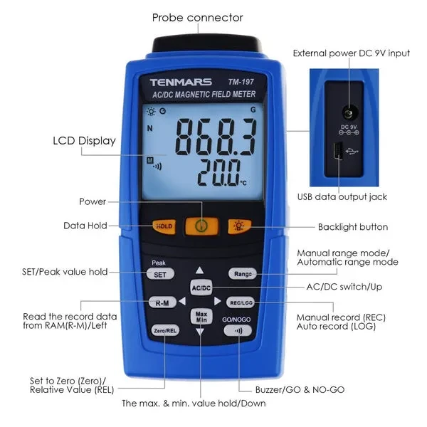 AC / DC Gaussmeter for Magnetic Field Strength Teslameter - Image 4