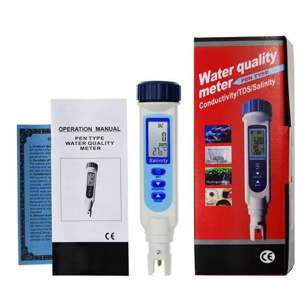 Pen Type Salinity & Temperature Meter for Salt Water Quality with ATC - Image 4