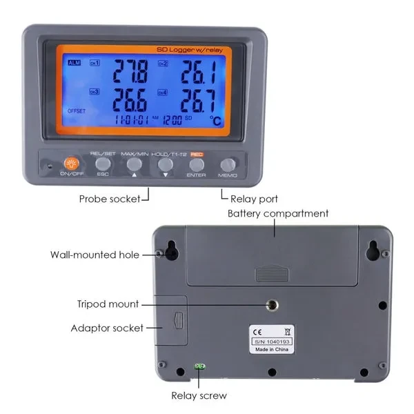 Digital 4 Channels Thermometer with NTC Thermistor Probe, SD Card Logging - Image 5
