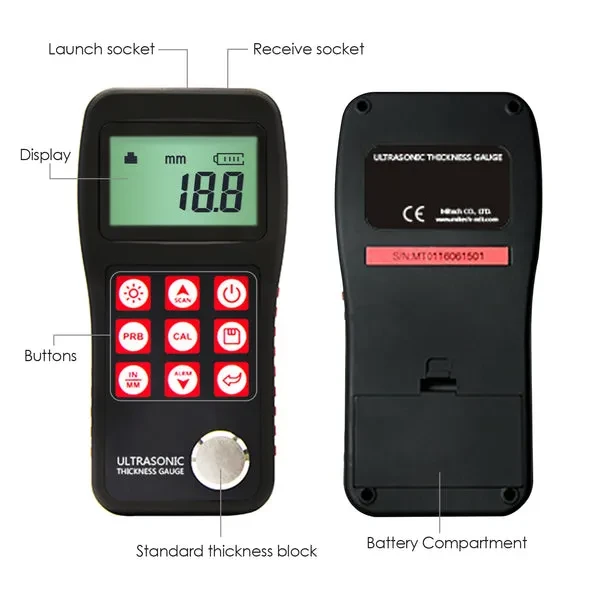 Digital Ultrasonic Thickness Gauge (0.75 ~ 300mm) 4.5 Digits LCD - Image 4
