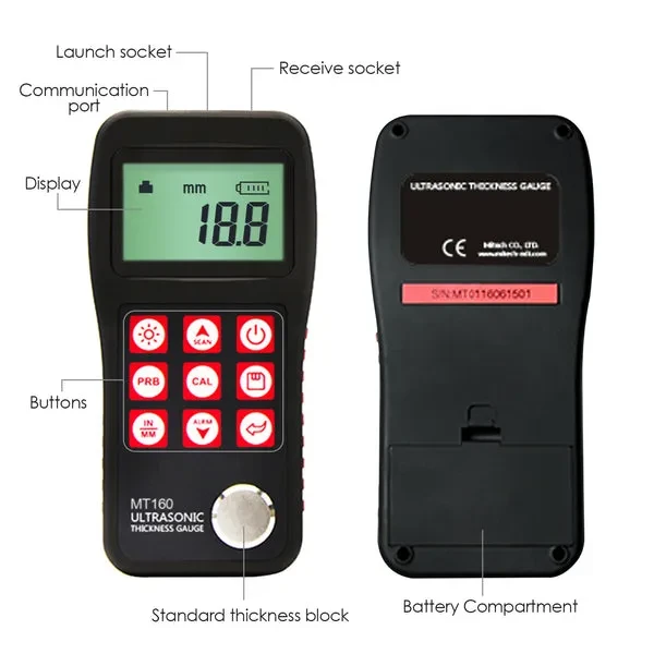 Ultrasonic Thickness Gauge for Metal and Fiber Glass (0.75~300mm) USB PC - Image 4