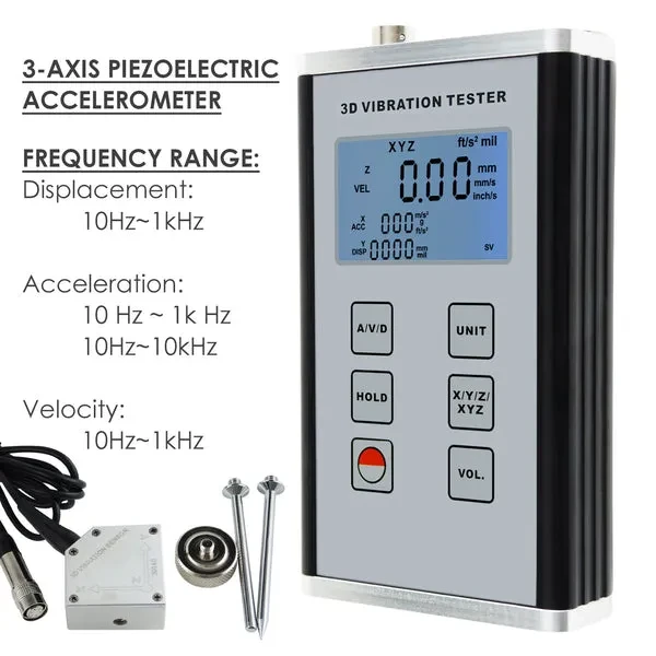 Digital 3-Axis Vibration Meter with Piezoelectric Sensor - Image 4