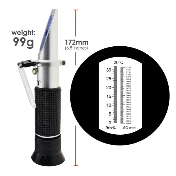 Beer Brix Refractometer with ATC, Dual Scale for Brix and Specific Gravity - Image 5