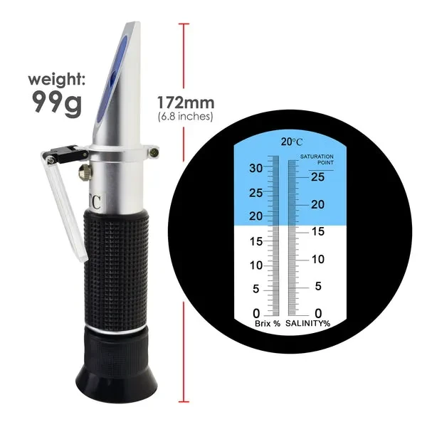Brix Salinity Refractometer with ATC Dual Scale (0-32% Brix & 0-28% Salinity) - Image 5