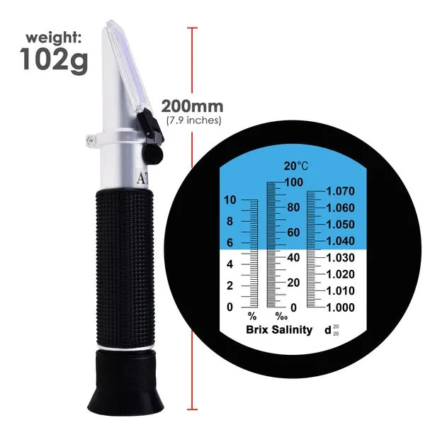 Salinity & Brix Refractometer with Triple Scale and ATC for Density Measurement - Image 5