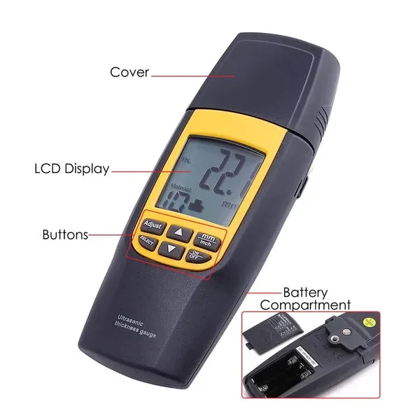 Ultrasonic Thickness Meter Tester Measuring 1.2~220mm Velocity - Image 5