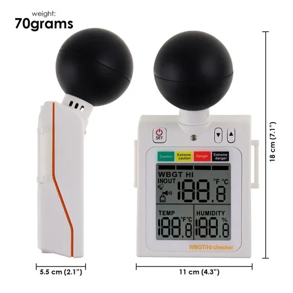 Wearable 2-in-1 WBGT and Heat Index Checker with Wet Bulb Globe Temperature Measurement - Image 5