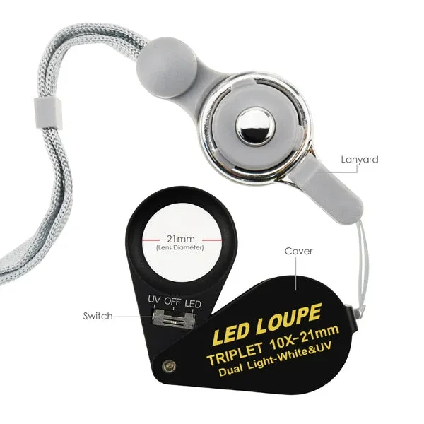 Jeweler's Loupe with LED UV Light (10x Magnification, 21mm) - Image 5