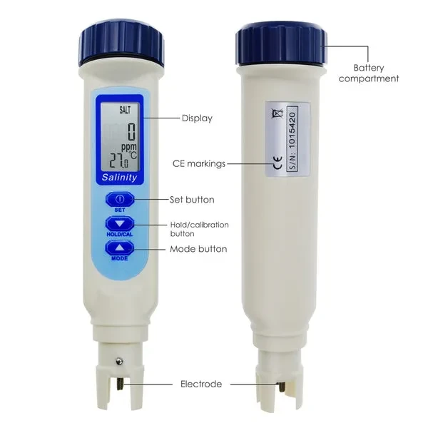 Pen Type Salinity & Temperature Meter for Salt Water Quality with ATC - Image 5