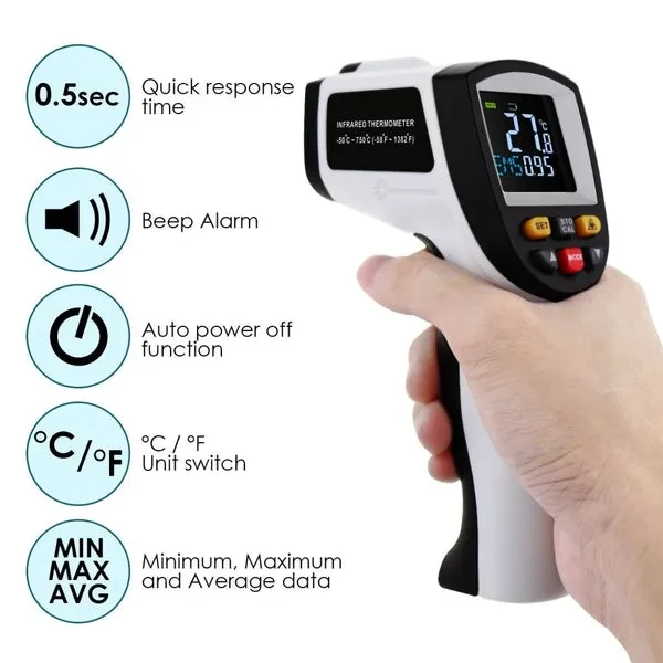 Non-Contact Digital Laser Infrared Thermometer (-50~750℃ / -58~1382℉) - Image 5