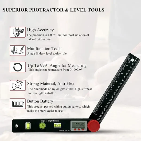 4-in-1 Multifunctional Digital Angle Finder Protractor, Ruler - Image 6