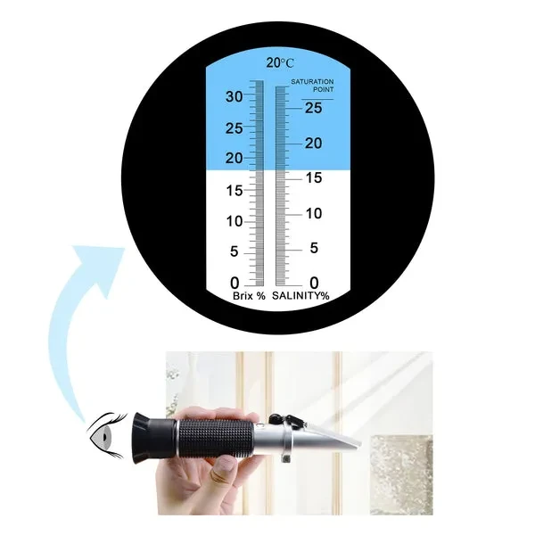 Brix Salinity Refractometer with ATC Dual Scale (0-32% Brix & 0-28% Salinity) - Image 6