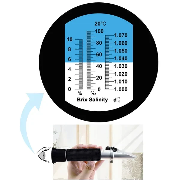 Salinity & Brix Refractometer with Triple Scale and ATC for Density Measurement - Image 6