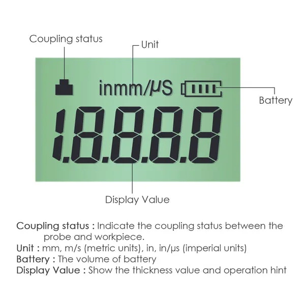 Digital Ultrasonic Thickness Gauge (0.75 ~ 300mm) 4.5 Digits LCD - Image 6