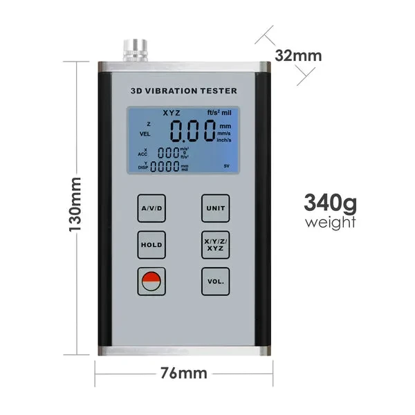 Digital 3-Axis Vibration Meter with Piezoelectric Sensor - Image 6