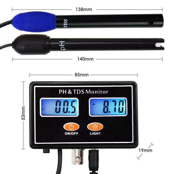Digital Combo pH & TDS Monitor Meter Tester Monitor ATC (0.00~14.00pH) - Image 5