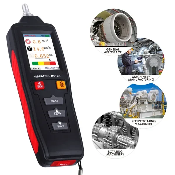 Digital Vibration Meter with Piezoelectric Vibrometer Gauge Colored Display - Image 7