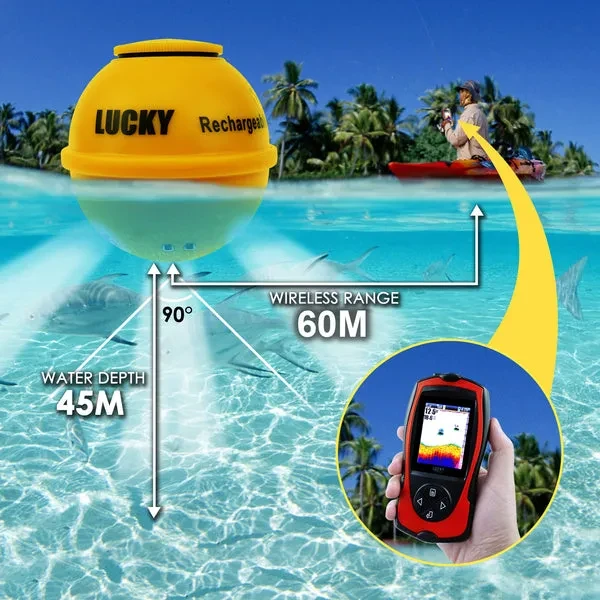 Rechargeable Wireless Fish Finder with Attractive Lamp (45M Depth) - Image 8