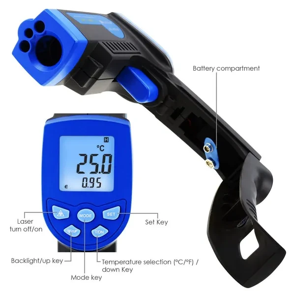 Non-Contact Infrared 12:1 Thermometer Laser -30~550°C/-22~1022°F - Image 7