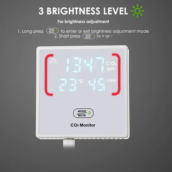 Smart CO2 Carbon Dioxide Indoor Air Quality Monitor with Temperature and Humidity - Image 2