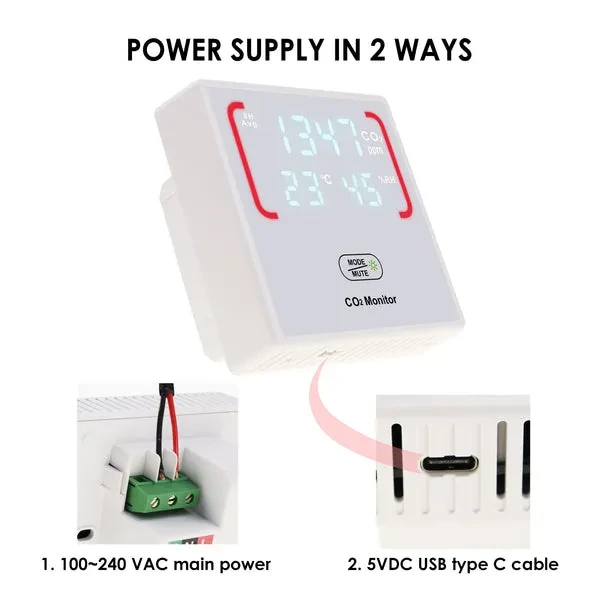 Smart CO2 Carbon Dioxide Indoor Air Quality Monitor with Temperature and Humidity - Image 9