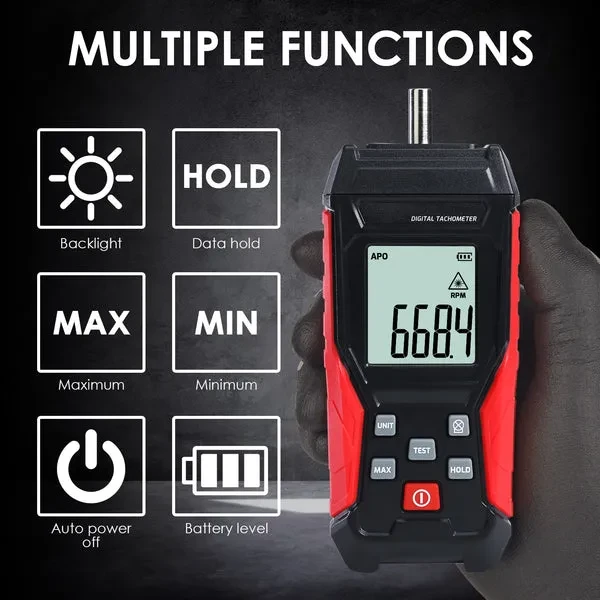 Portable 2-in-1 Tachometer with Noncontact Laser Photo Sensor - Image 3