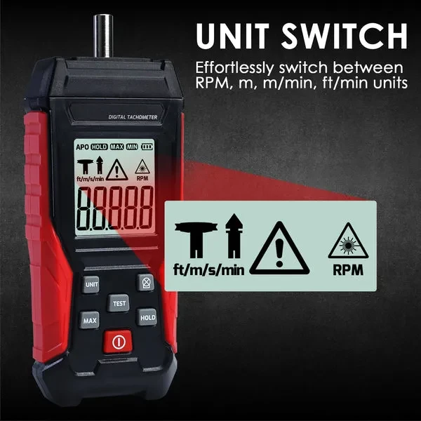 Portable 2-in-1 Tachometer with Noncontact Laser Photo Sensor - Image 5
