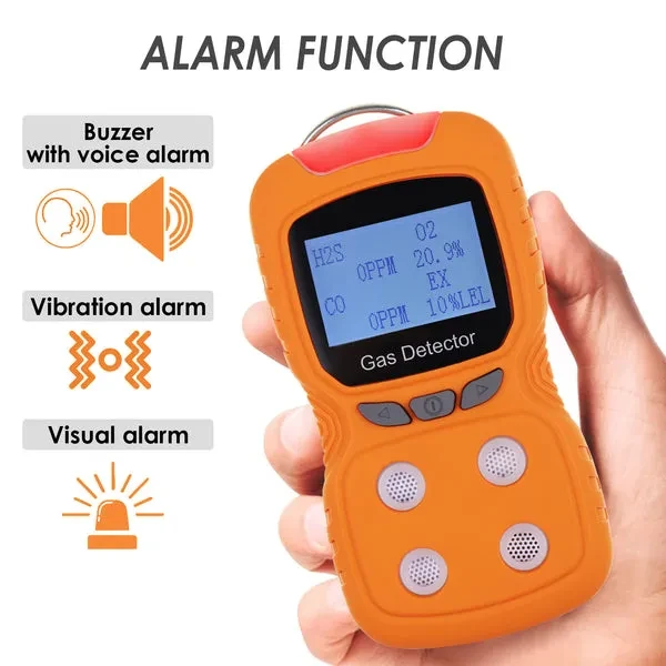 Portable 4-Gas Detector for CO, H₂S, O₂, EX (LEL) Gas Detection - Image 6