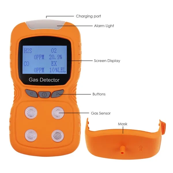 Portable 4-Gas Detector for CO, H₂S, O₂, EX (LEL) Gas Detection - Image 10