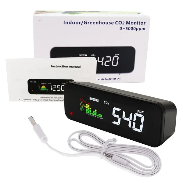 Carbon Dioxide CO2 Monitor (0-5000ppm, Large Colored LED) - Image 8